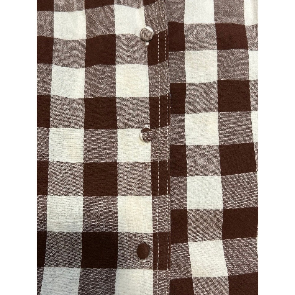 Pomander Place Tuckernuck Brown Gingham Peplum Button Down Shirt S 100% Cotton - Picture 7 of 11